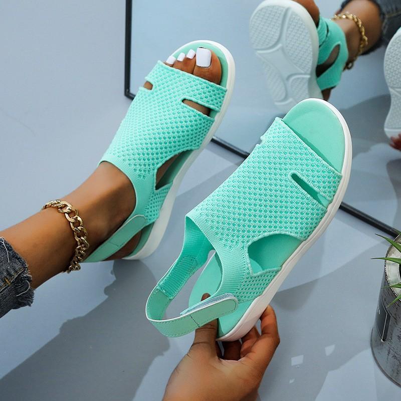 Nuovi Sandali Estivi da Donna moda Tessuto elastico volante Strass Casual Scarpe Piatte da Donna 2024 Scarpa da Spiaggia da Donna Taglia grande 36-43
