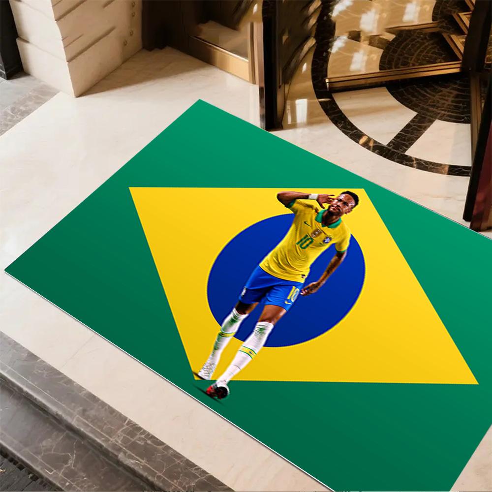 Brazilian Football Legend Floor Rug Office Rug Design for Study room Dormitory Outdoor Balcony Antislip Carpet Anime Office Decor Gift for Festivals