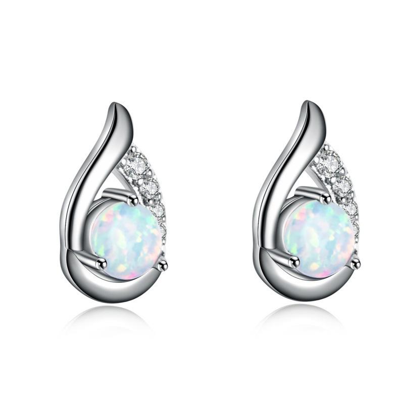 Earrings Source Three-claw white Opal wing stud earrings