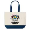Tote Bag - PLANETEE - Super Secrétaire Médical - Fond Bleu - Coton 40x45 Cm - Grand Format