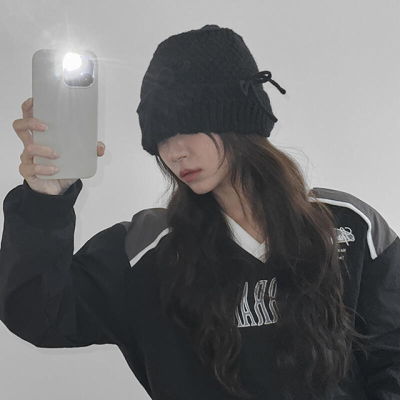 Ribbon Knit Bucket Hat ac-9435c black