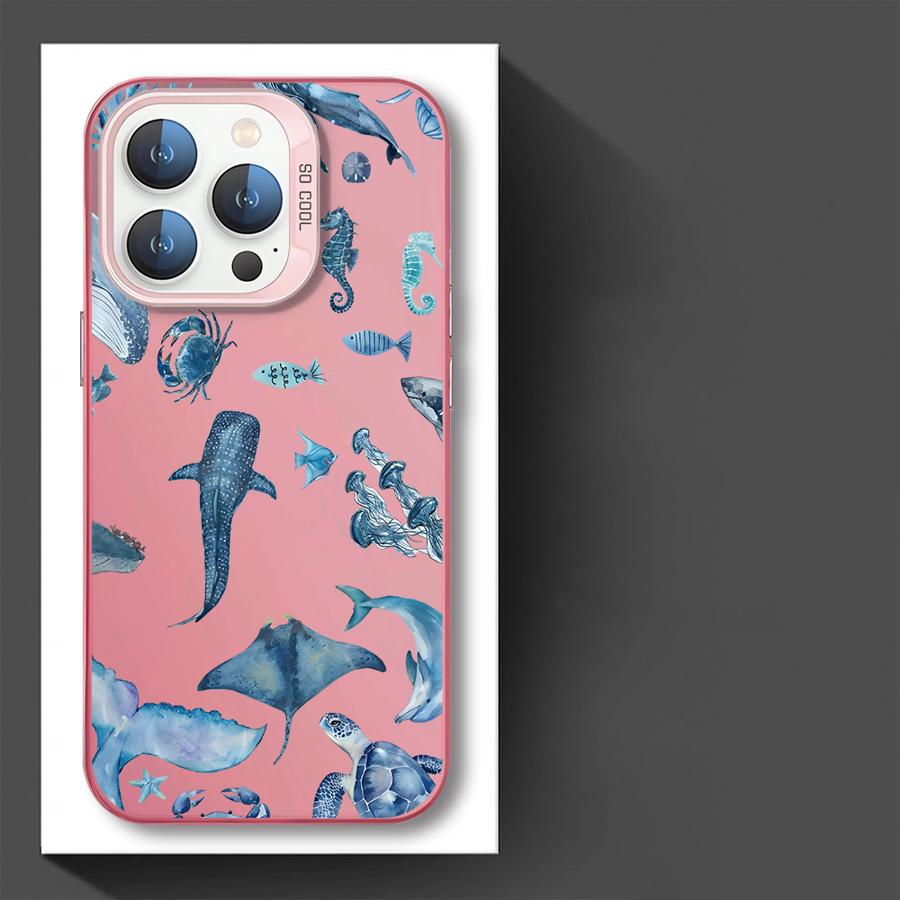 Colorful Silver Marine Organisms Phone Cover Case for iPhone 17 Pro Max 13 11 Air 14 Plus 16 15 12 Pro