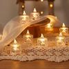 Transparent LED Crystal Tea Light Candles - Set of 24 Smokeless for Christmas or Romantic Nights