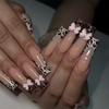 European and American Cross-border Hot-selling Wearing Nail Pipe Nail French Leopard Print Bow Fake Nail Press On Nails24