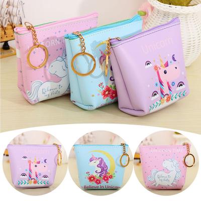 Maple Memories Rainbow Unicorn Animal Portable Canvas Coin Purse Change Purse Pouch Mini Wallet Gifts For Women Girls