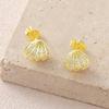 Embedded Zircon Double-layered Shell Stud Earrings - Luxurious and Exquisite Ear Accessories for Women