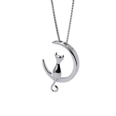 Collana Gattino Luna Dolce Coreano: Ciondolo Gatto Carino per Donna, Gioielli da Studente Semplici e Unici