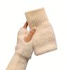 Soft & Warm Fingerless Gloves - Stylish Elegant Plush Splicing Knit Gloves for Autumn Winter with Coldproof Elastic Wrist Cover