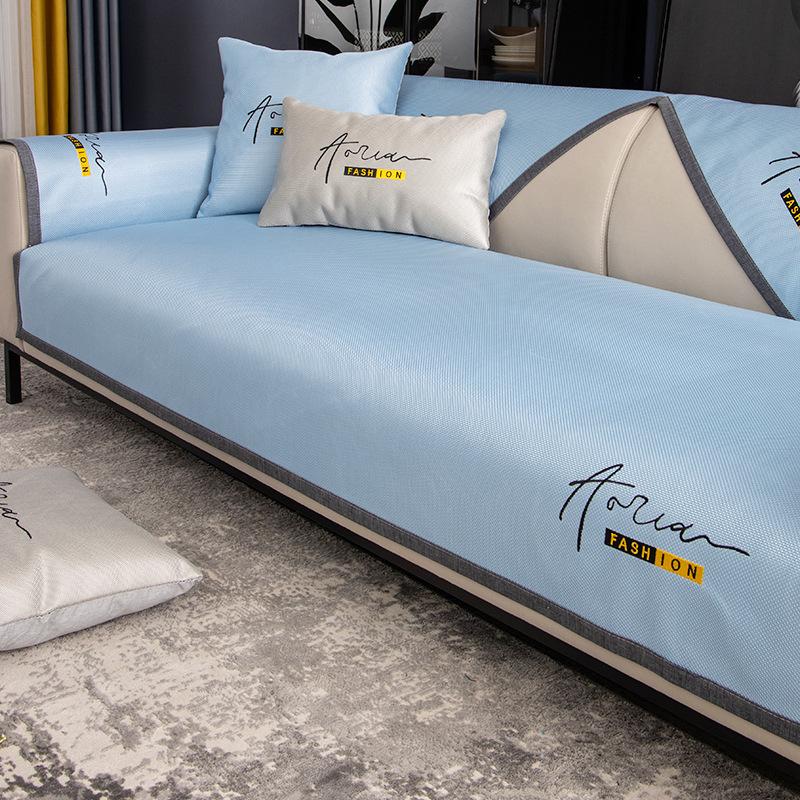 Sofa Cushion Summer Non-Slip Summer Mat Simple Modern Cool Pad Letter Embroidered Sofa Cover Cover Cloth Thickened