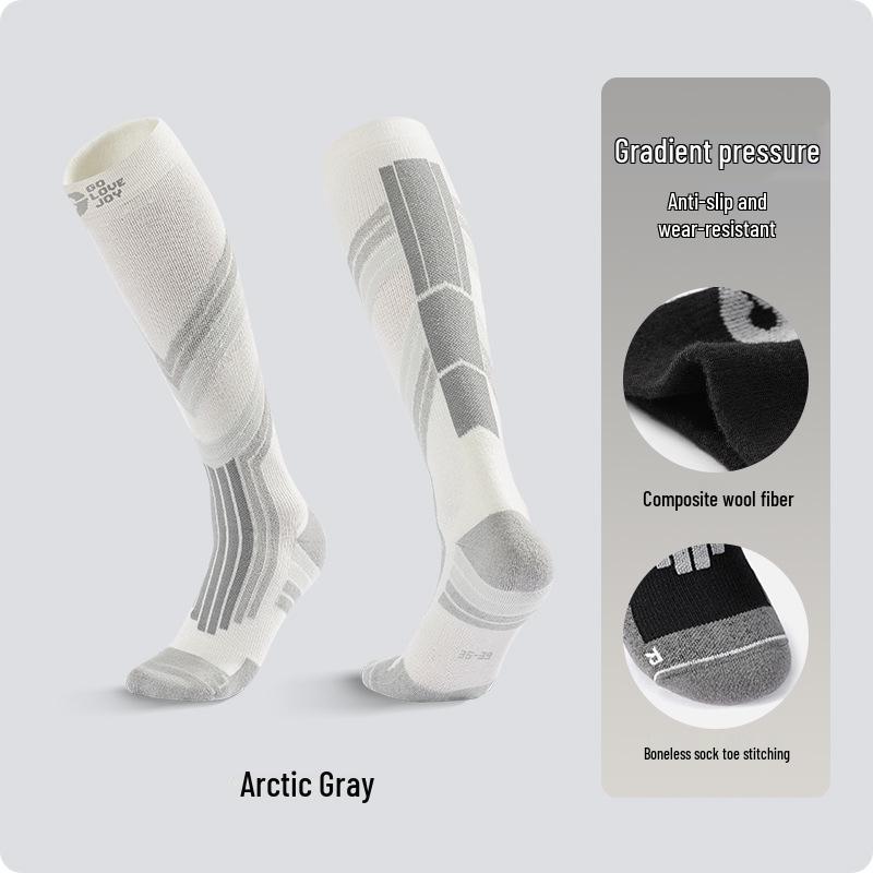 Unisex Winter Wool Ski Socks - Warm, Quick-Dry, Fleece-Lined, High-Top Compression for Outdoor Sports