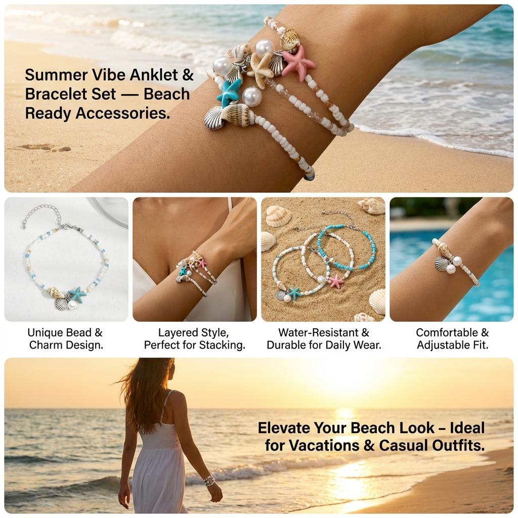 Bohemian Multilayer Starfish Bracelets for Women Y2K Summer Beach Pearl Shell Charm Elastic Beaded Bracelet Fashion Jewelry Gift