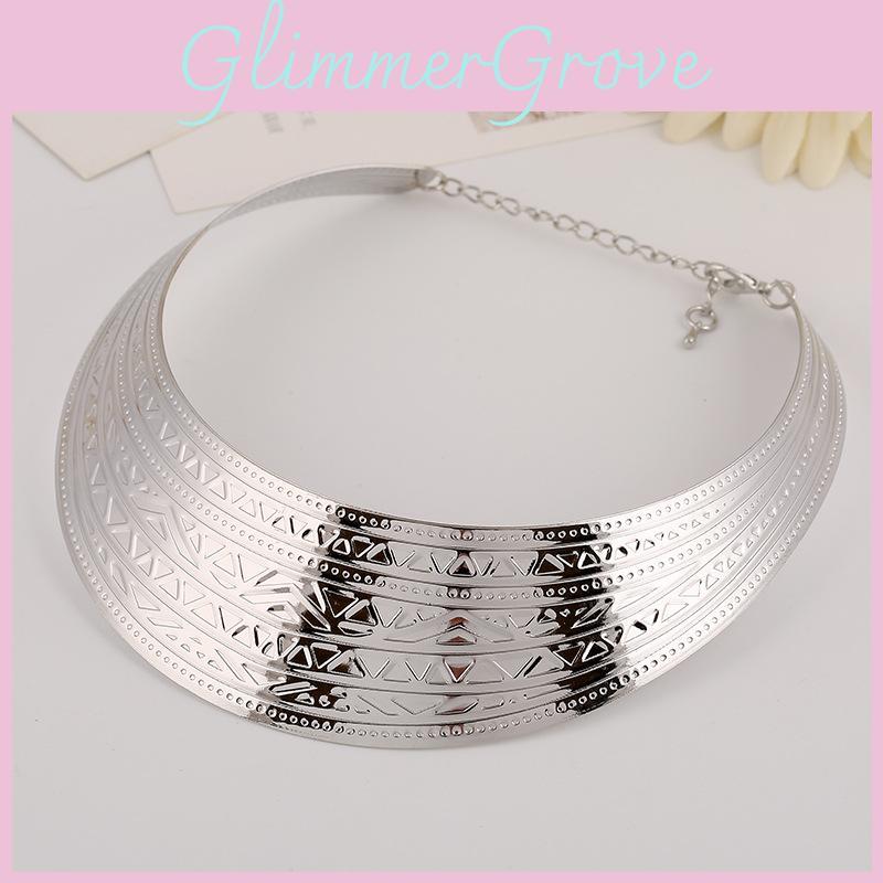 European Style Metal Geometric Necklace With Electroplated Finish For Women And Men