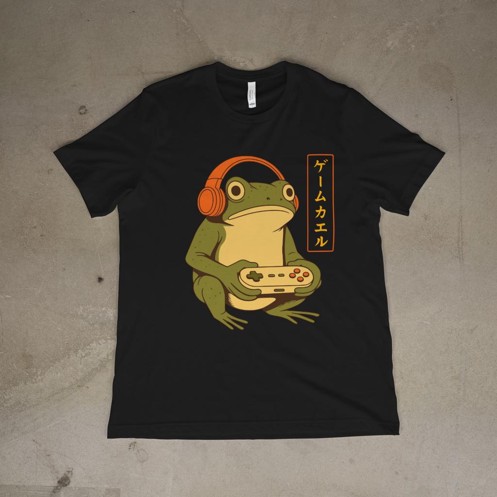 Japanese Gamer Frog Art T-Shirt | Funny Vintage Gaming Shirt Men Women