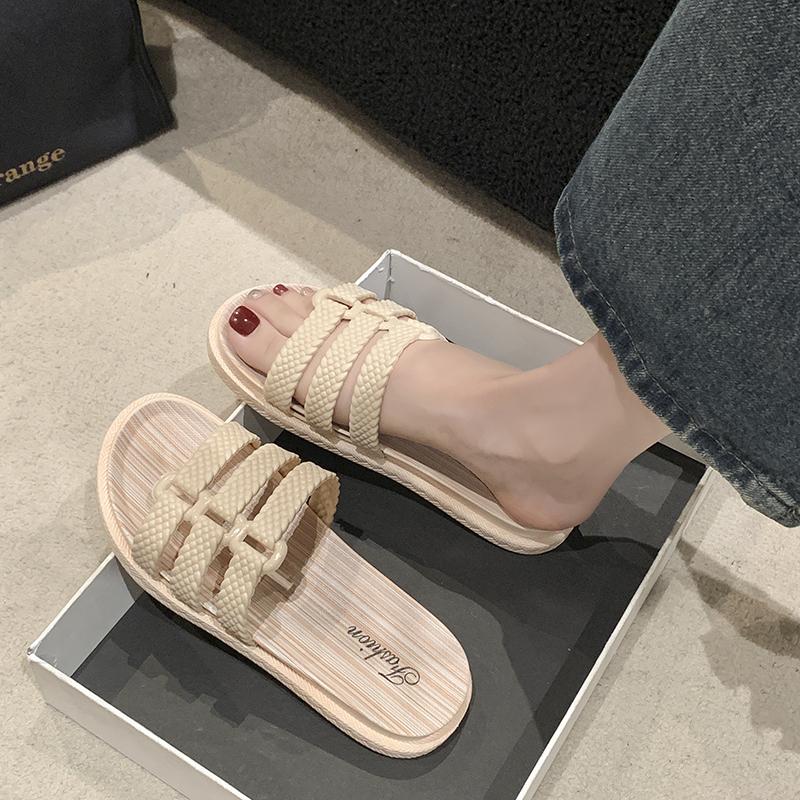 Fashion Summer Women's New PVC Outdoor Casual Slippers Outdoor Solid Color Beach Flat Sandals for Women Chaussure Femme Ladies Shoes
