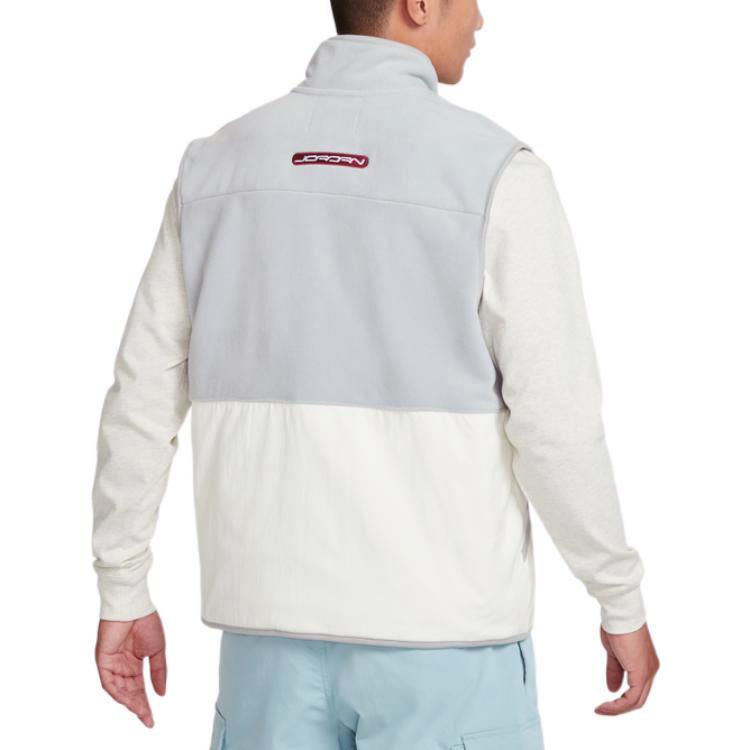 Jordan Patchwork Design Brand Logo Patch Stand Collar Vest Men Tops Light-Blue FB1907-133