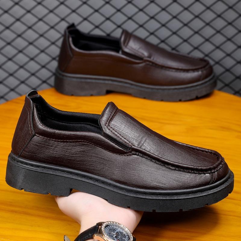 Casual Leather Shoes Spring and Autumn New Thick-soled Soft-soled Soft-faced Foot Cover Comfortable and Versatile Men's Leather Shoes Shoes
