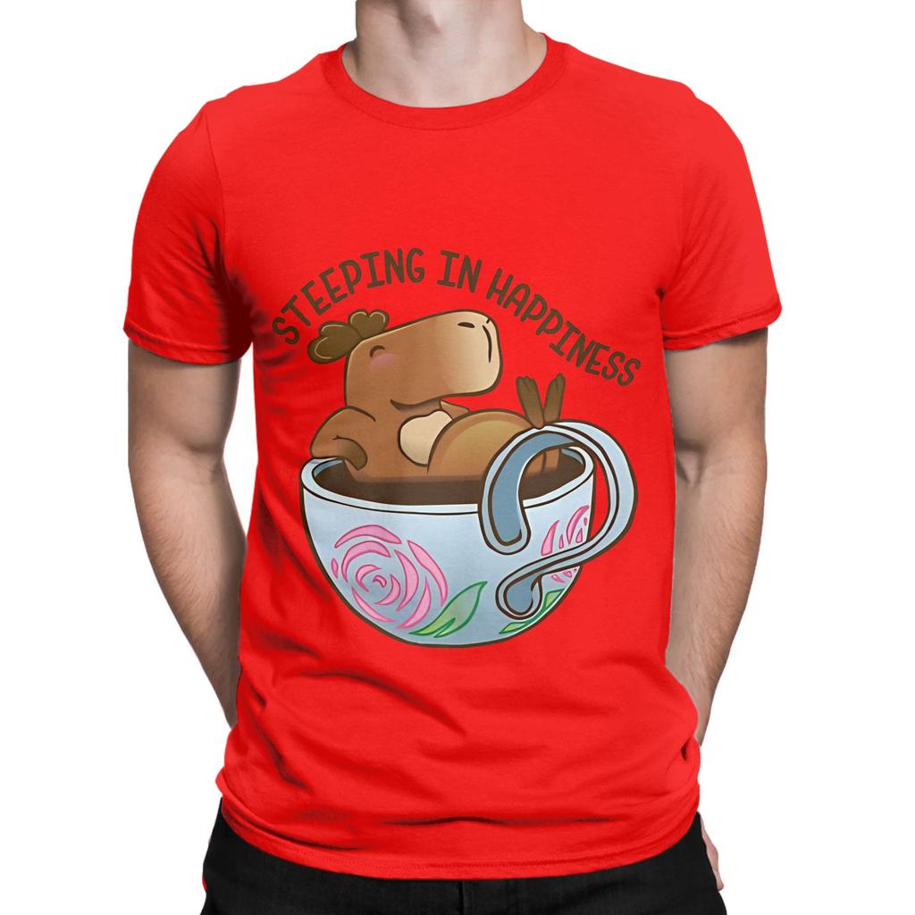 Capybara In A Cup Steeping In Happiness Funny Graphic 100 Cotton TShirt Capybara Tees Tops For Unisex