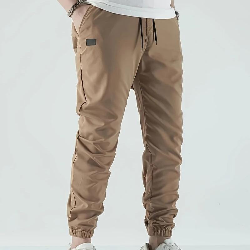 Four Seasons New Slim Casual Trousers Simple Leisure Pure Colour Spell Leather Trousers Micro Elastic Youth Popular Trousers