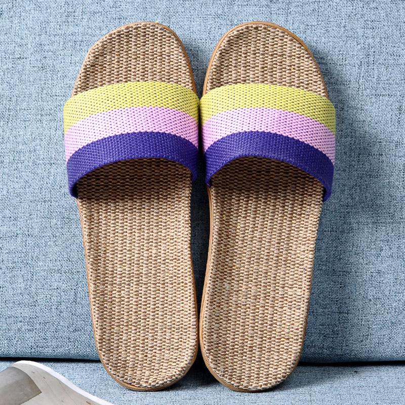 Cotton and Linen Non-Slip Home Slippers for Men and Women – Indoor Summer Slippers with Thick Bottom for Wooden Floors.