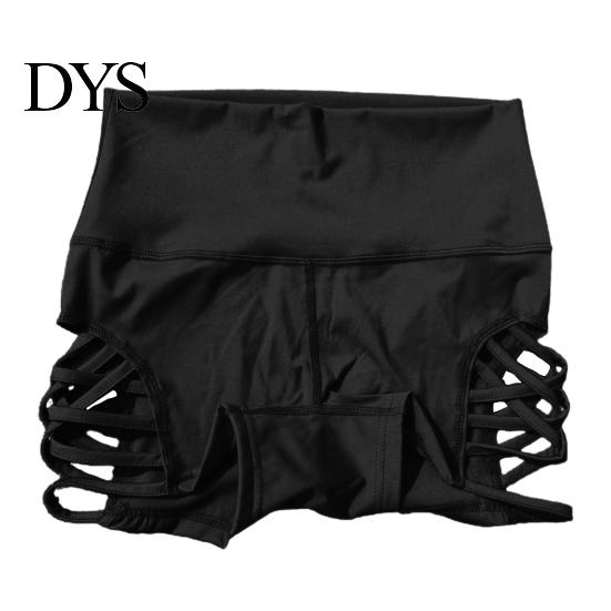 Gym Shorts Women Pants High-waist All-match Hollow Cross Fashionable Running Elastic Waist Short for Home Sport