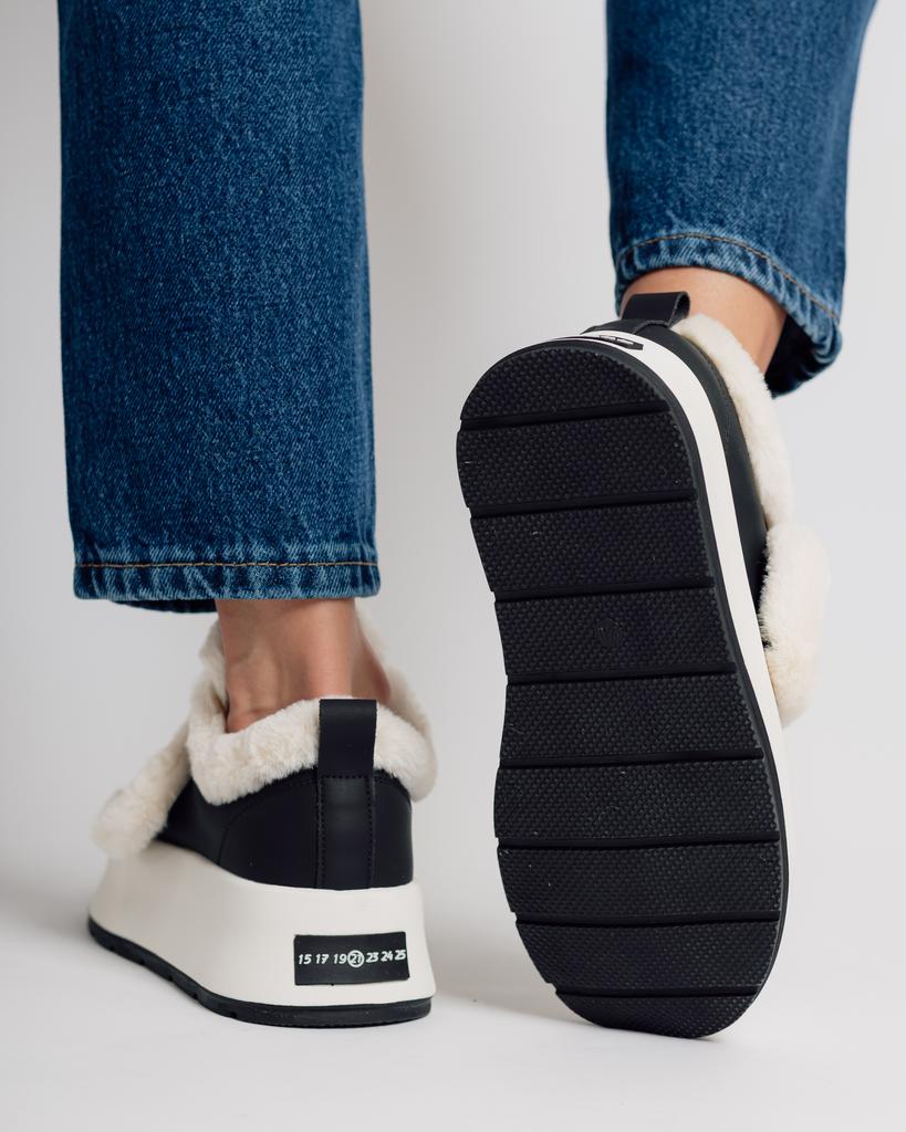 Platform Boots Allsy 203311 36 Black and White Leather Bike