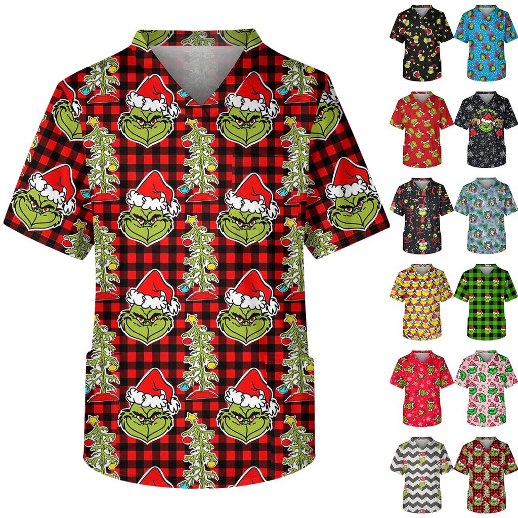 Men's Casual Short-Sleeved V-Neck Printed Front Pocket Top