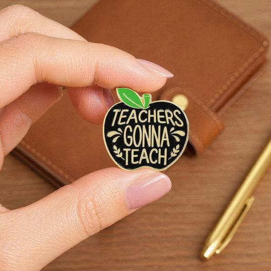Yangyizhi Brooch Pin, Enamel Teacher-Themed Fruit Shape Lapel Lightweight Outfit Badge for Teachers Day Graduation