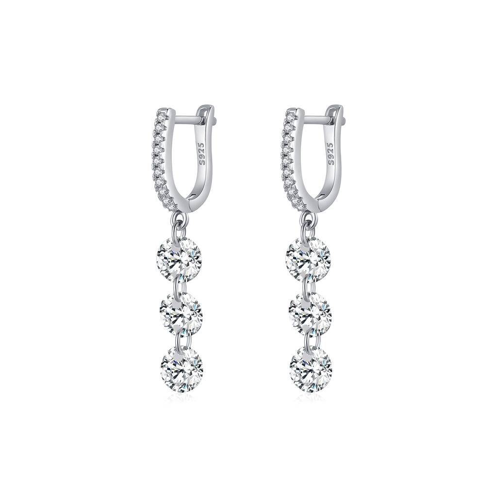 MODIAN 925 Silver Sparkling Luxury Clear CZ Swing Dangle Earrings Classic Wedding Drop Earrings For Women Jewelry