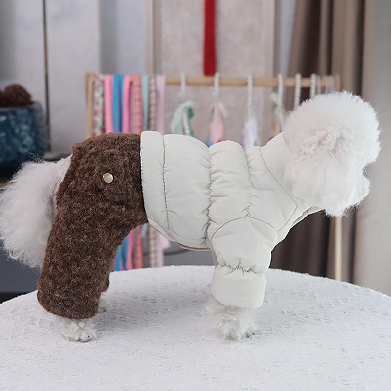 New Winter Pet Clothes Outdoor Four-legged Sweater Dogs Thermal Cotton Coat with Hood Suit for Teddy Bichon Frise