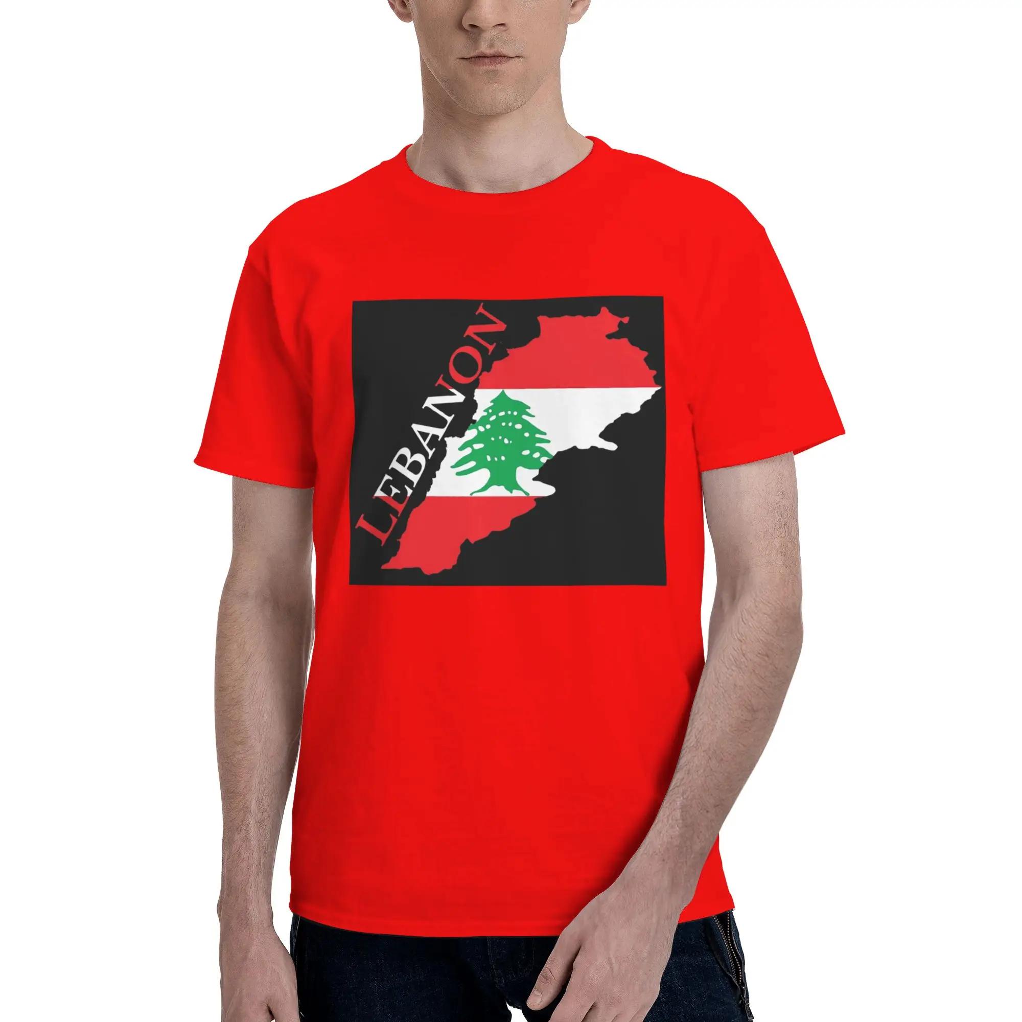 Lebanon Flag Map Men TShirt Plus Size T Shirts Mens Round Neck Cotton Tees Short Summer Male S