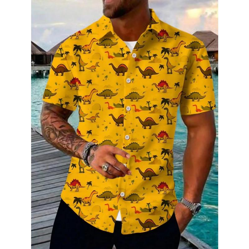 Neuer Eingang Übergrößen Herren Hawaiianisches Hemd 3D Tier Katze Druck Hemd Herren Sommer Mode Lässig Kragenhemd Knöpfbares Hemd