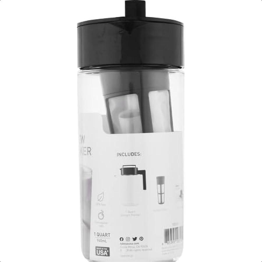 Patented Deluxe Cold Brew Coffee Maker 1 Qt Black