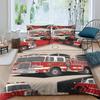 Boys Fire Truck Bedding Set Kids Red Fire Engine Pattern Comforter Cover for Children Teens Car Vehicle Print Duvet Cover 2pcs