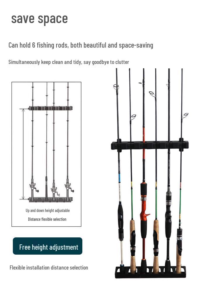 Fishing Rod Wall-Mount Display & Storage Rack, Hole-Free Design