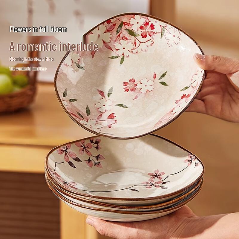 Flower Sea Series Japanese Ceramic Deep Square Plates