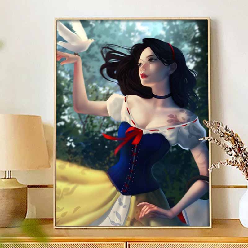 Disney Snow White Diamond Painting Kit 5D DIY, Suitable for Beginners and Craft Lovers, Interior Space Decoration