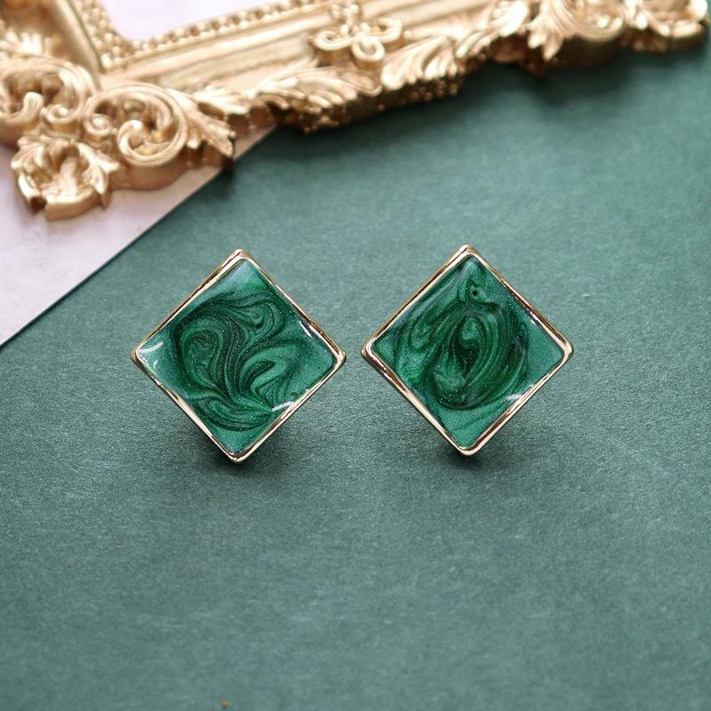 

Винтажные серьги-пусеты с винтажной придворной масляной живописью, женские серьги-капли контрастного цвета с глазурью, простые средневековые серьги