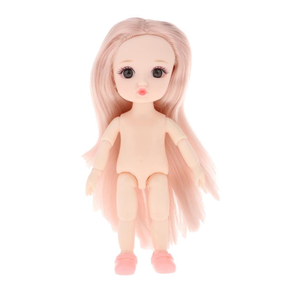 16cm Mini Dolls Body with 3 and Long Hair Girls Birthday Gift