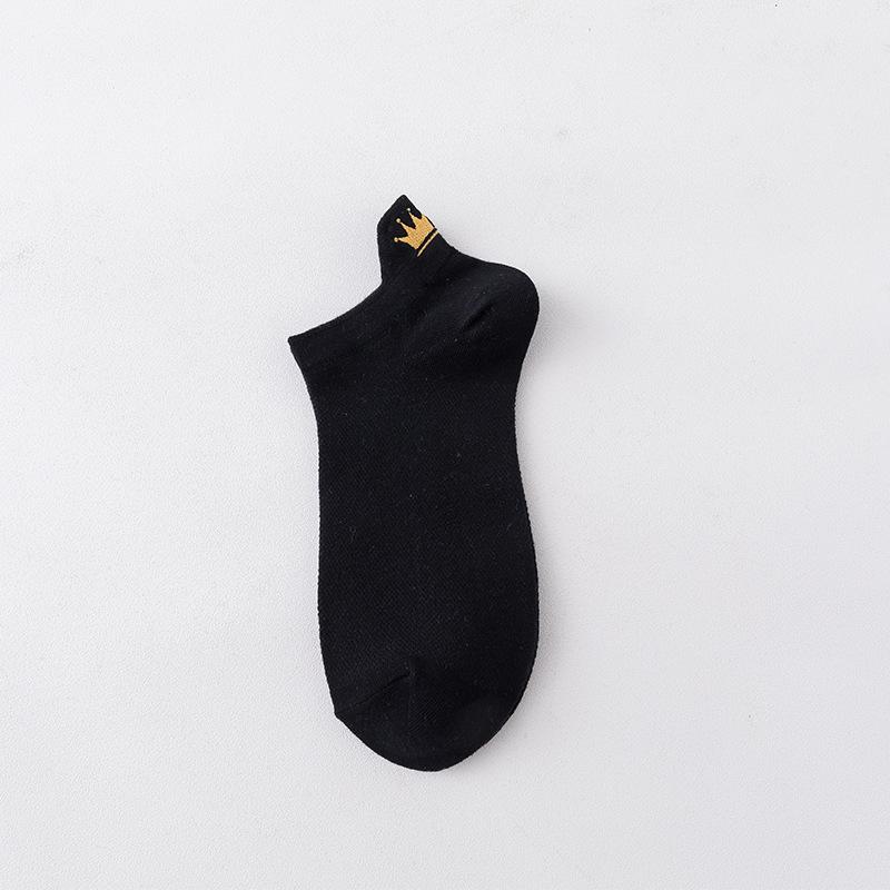 Women's Summer New Solid Color Embroidery Mesh Heel Crown Collegiate Air Breathable Boat Socks