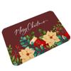 Festive Red Non-slip Absorbent Door Mat - Christmas Crystal Velvet
