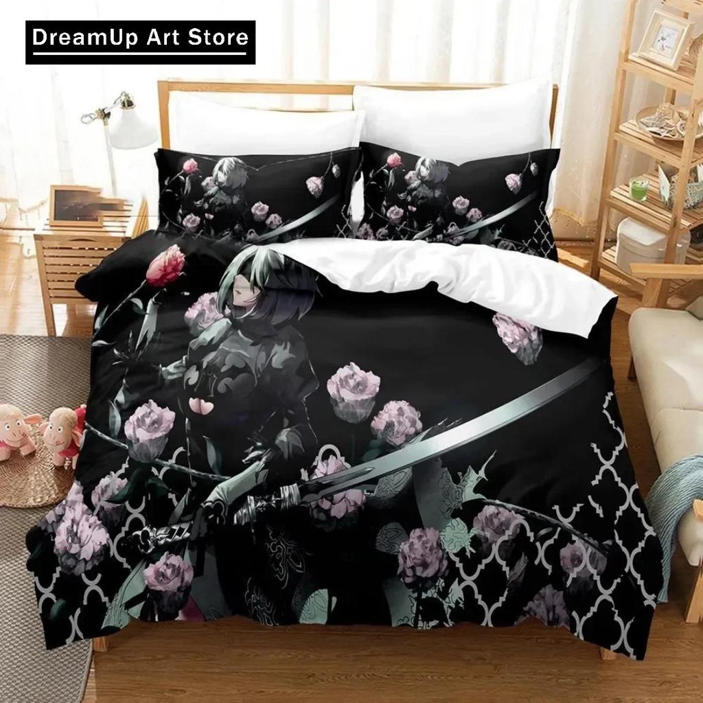 3D Printed NieR Automata Bedding Set Duvet Cover Bed Set Quilt Cover Twin Single Queen King Size Boys Adult Home Textile Decor