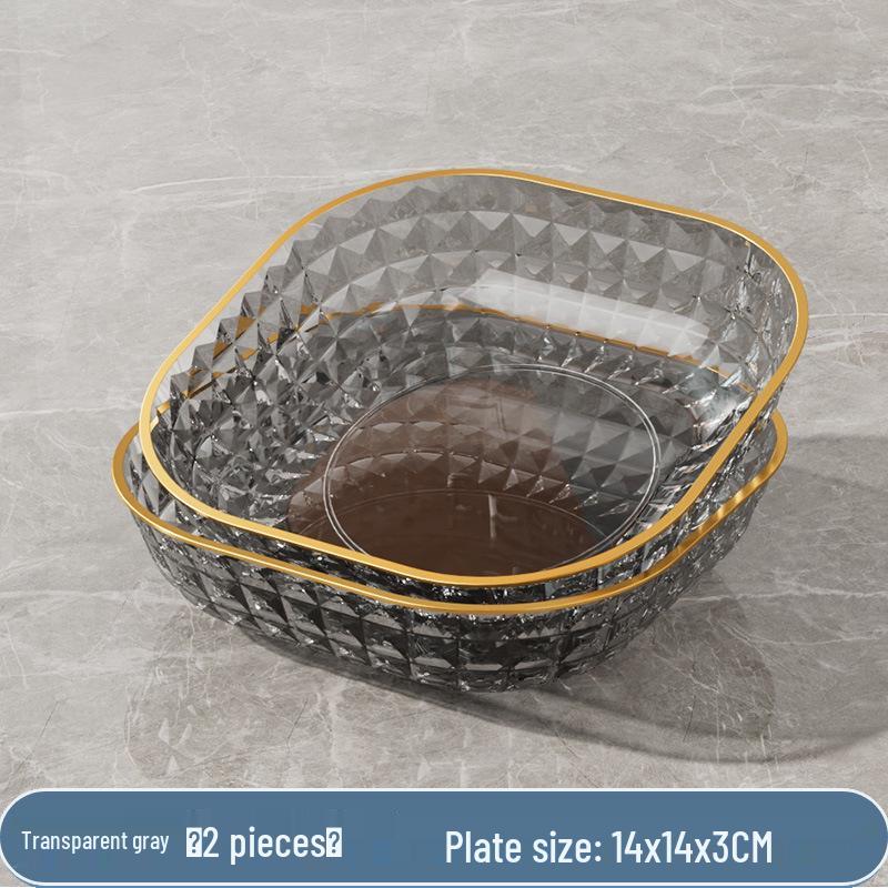 Transparent Gold Rim Fish Bone Dish Holder Set, Easy To Clean, Multipurpose for Living Room
