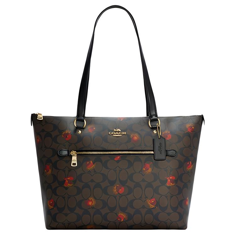 

New COACH Gallery Leather PVC Tote Bag Shopping Bag Handbag Shoulder Bag Large Size Women s Dark Brown C5803-IMOSN 32.5*14.0*26.7CM