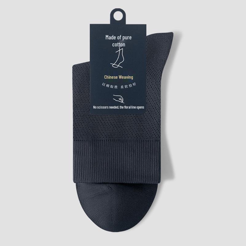 Andningsbara bomullsstrumpor för män, mellanhöga - Svarta (Vår/höst)