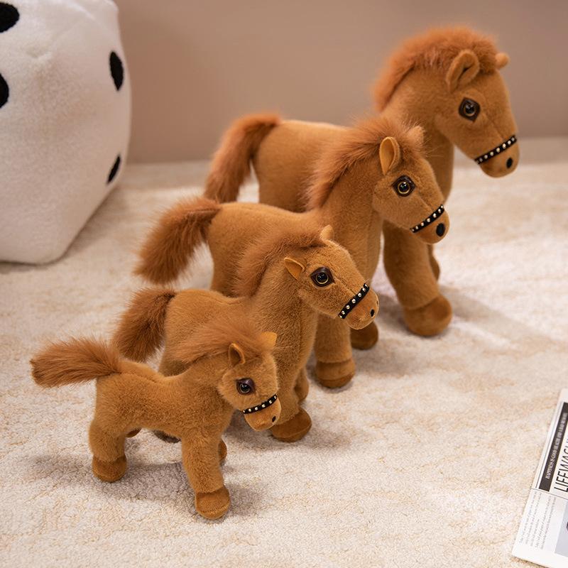 Simulación pony muñeca juguete de peluche zodiaco caballo pony blanco muñeca de trapo para niños regalo de cumpleaños