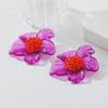 Large Purple Resin Flower Bohemian Handmade Beaded Earrings for Women