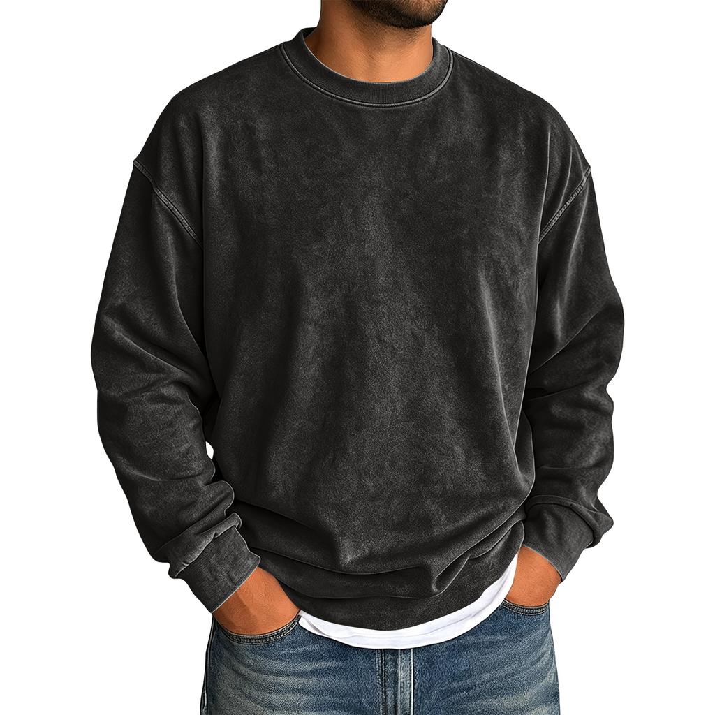 Men's Long Sleeve Drop Shoulder T-Shirt Color Neck for Casual Fall Wear