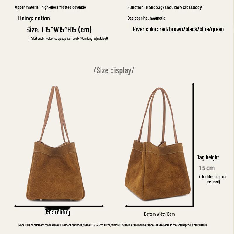 Autumn/Winter Suede Leather Deformable Basket Handbag - Crossbody & Shoulder Bag.