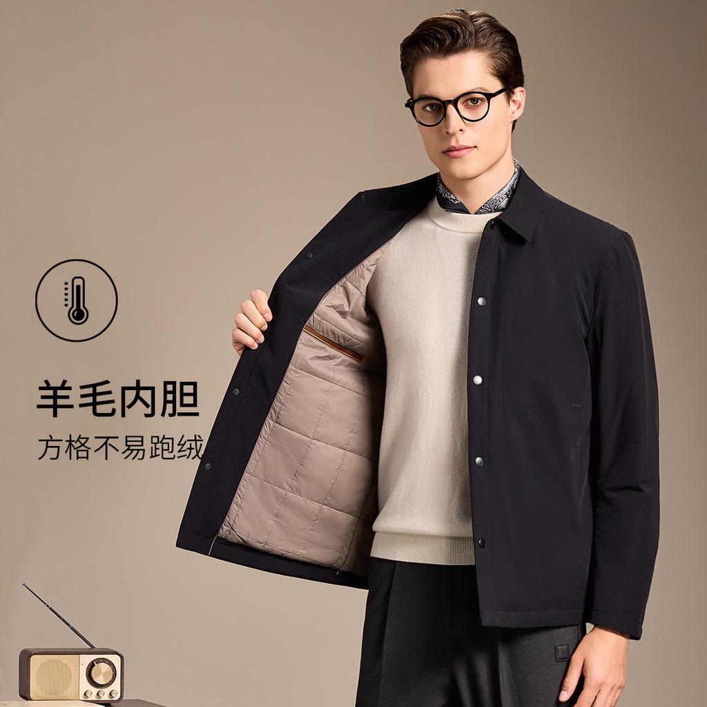 [Wool Inner Tank] Autumn and Winter Simple Business Classic Collar Jacket Men's Cotton Jacket Thickened Cotton Coat Cotton Jacket