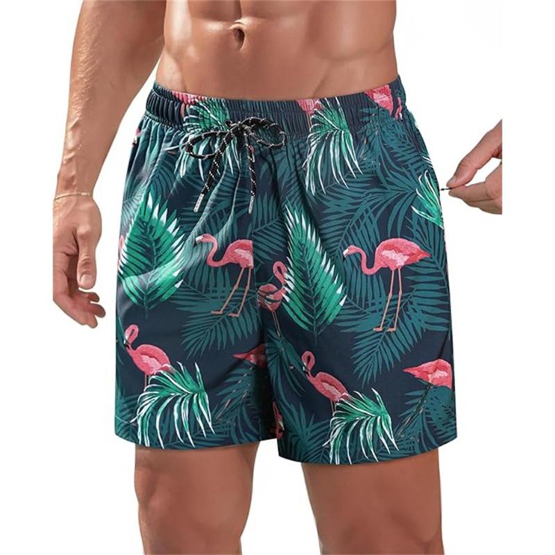 Vibrant Coconut Pattern Men Beach Shorts Lightweight Quick Dry Swim Shorts For Casual Daily Wear Beach Days And Fresh Summer
